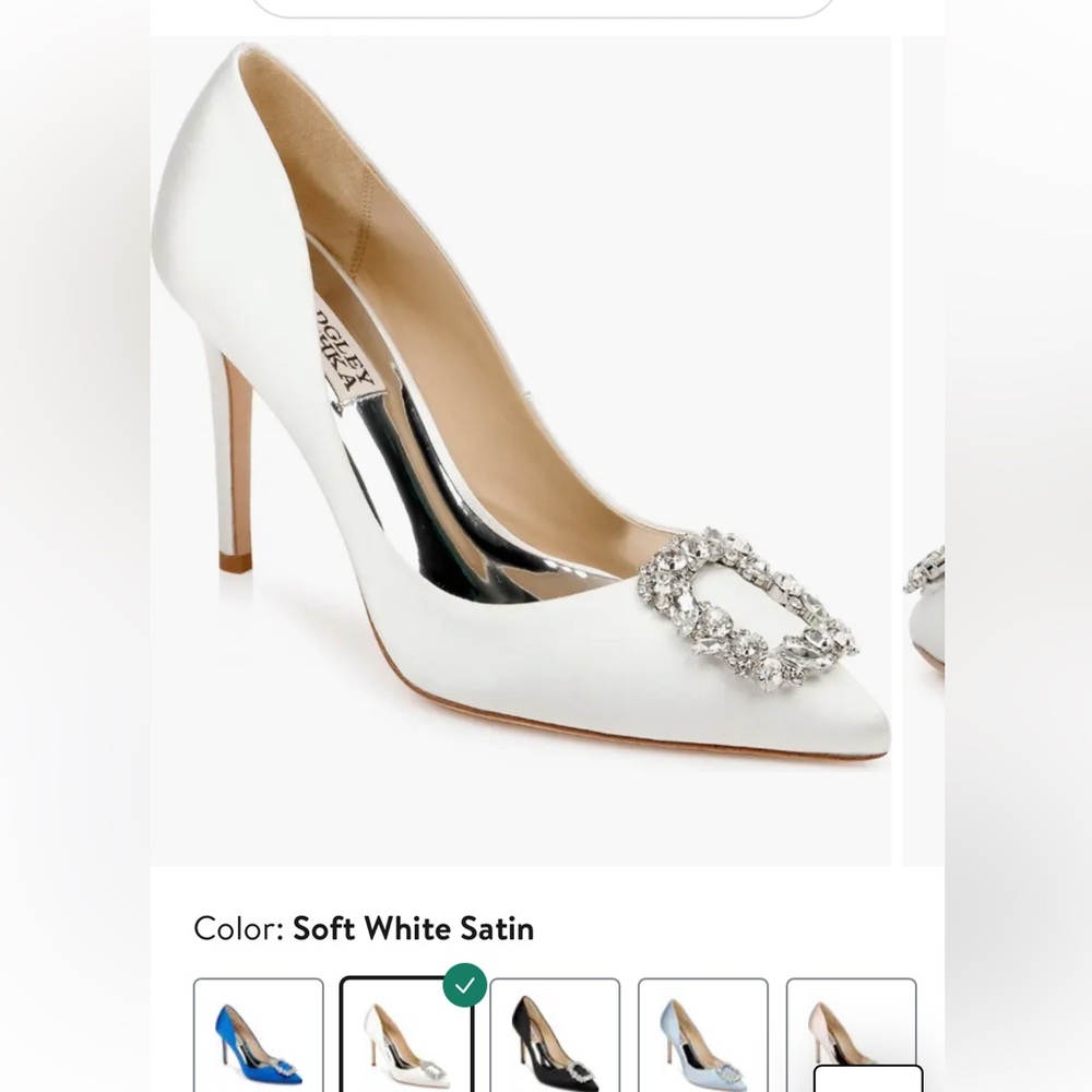 Badgley Mischka Cher Chrystal Embellished Pump- color soft white satin